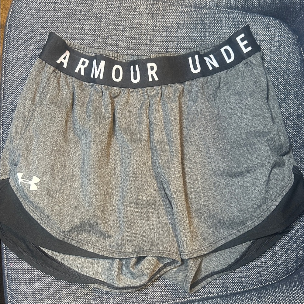 Under Armour Women's Black and Gray Athletic Shorts